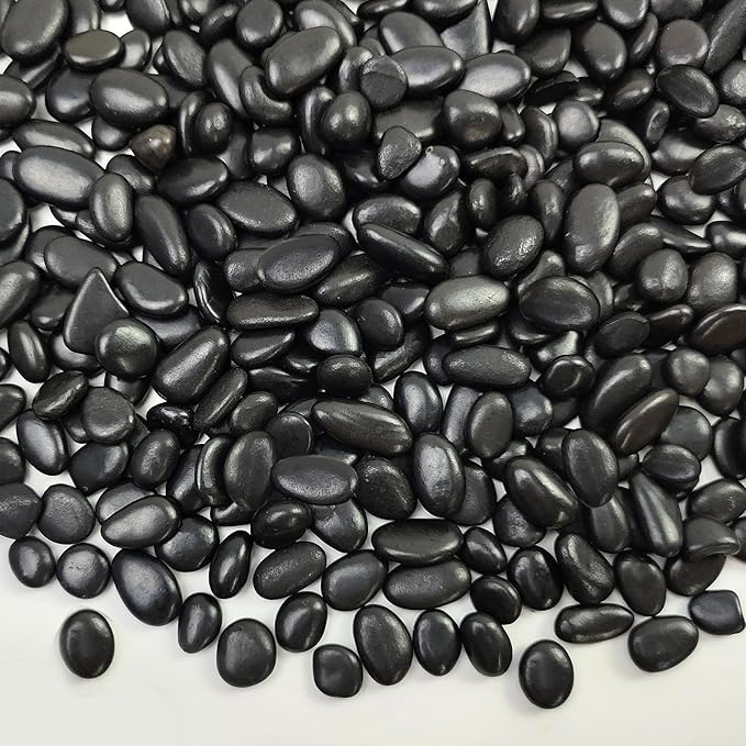 5 lbs Small Black Pebbles - 3/8 inch Decorative Stones for Indoor Plants, Outdoor, Vase, Landscaping & Garden