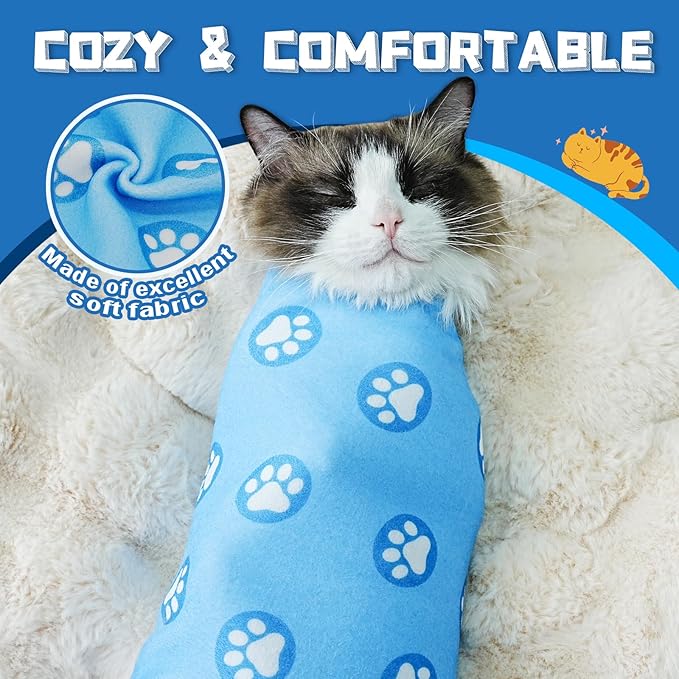 Supet Cat Wrap for Cutting Nails, Self-Adhesive Cat Grooming Wrap, Anti-Scratch Cat Wrap for Grooming, Ideal for Medicine, Nail Clipping, Teeth Brushing, Ear Cleaning