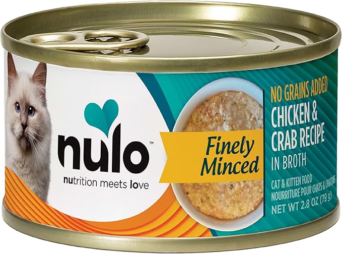 Nulo Finely Minced Chicken & Crab Flavor Wet Canned Cat Food, 2.8 Ounce (Pack of 12)