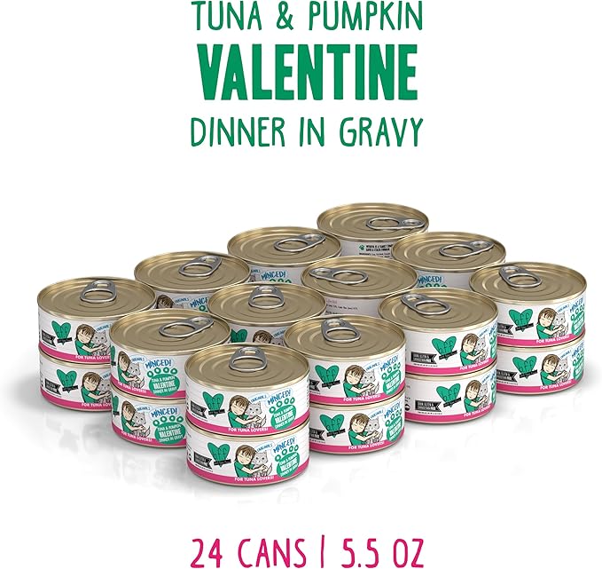 Weruva BFF Minced Natural Wet Cat Food, Tuna and Pumpkin Valentine in Gravy, 5.5oz Can, Pack of 24