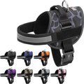 Dogline Dog Harness, Reflective No-Pull Adjustable Vest with Handle for Walking, Training, Breathable, No - Choke Harness for Small, Medium or Large Dogs Room for Patches Girraffe Grey S 18"-24"