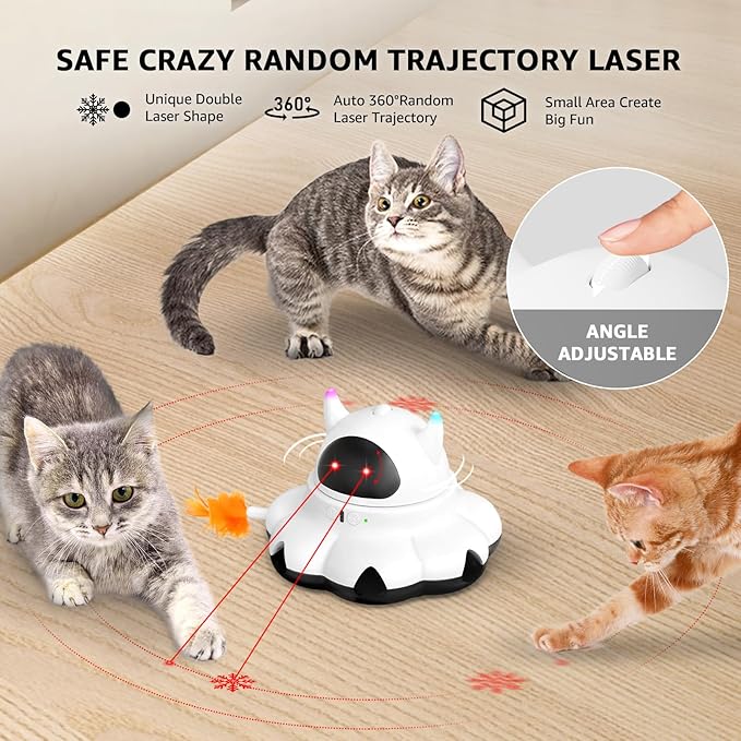 MIKK Cat Laser Toy Cat Feather Toys 2-in-1 Interactive for Indoor Cats Automatic with Remote Control Moving Ambush USB-C Rechargeable Electronic Kitten Toy for Indoor Exercise