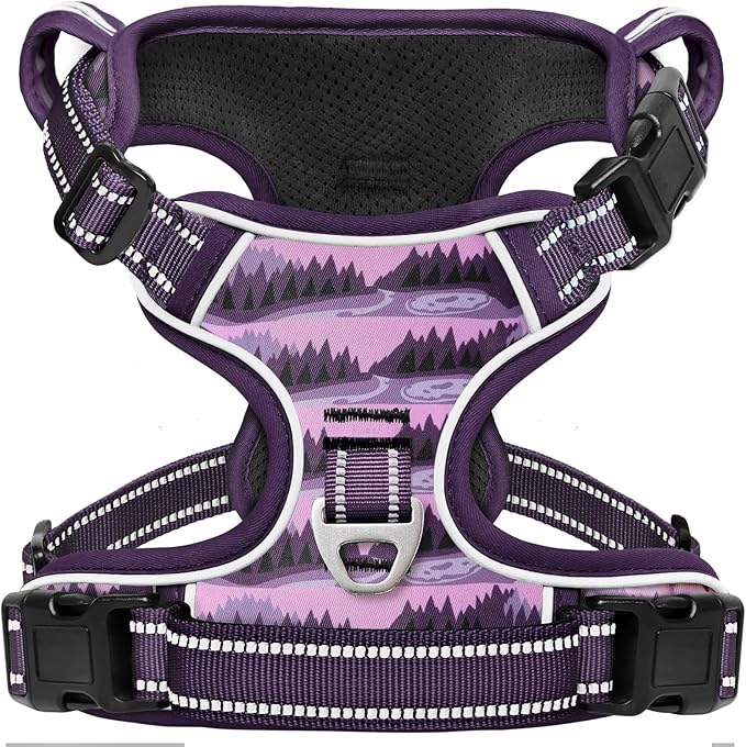 Timos Dog Harness,No-Pull Pet Harness Adjustable Soft Padded Dog Vest,Reflective No-Choke Pet Oxford Vest with Easy Control Handle for Medium Dogs,Moon Night,M