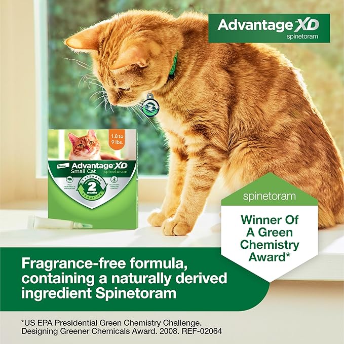 Advantage XD Small Cat Flea Prevention & Treatment For Cats 1.8-9lbs. | 4-Topical Doses, 2-Months of Protection Per Dose