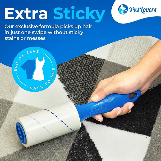 PetLovers Extra Sticky Lint Roller Value Set 270 Sheets for Pet Hair Removal and Clothes, Dog and Cat Lint Remover, 3 Pack