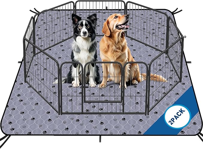 Fostanfly Washable Dog Pee Pads Extra Large 72''x80''-2 Pack Instant Absorb Training Pads, Non-Slip Pet Playpen Mat Waterproof Reusable Floor Mat for Puppy/Senior Dog, Housebreaking & Incontinence