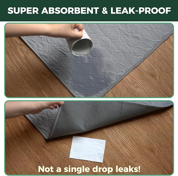 FXW Washable Pee Pads for Dogs, Puppy Pads with Super Absorbent, Specifically Designed for Potty Training, 35" Square, Gray, 2 Packs
