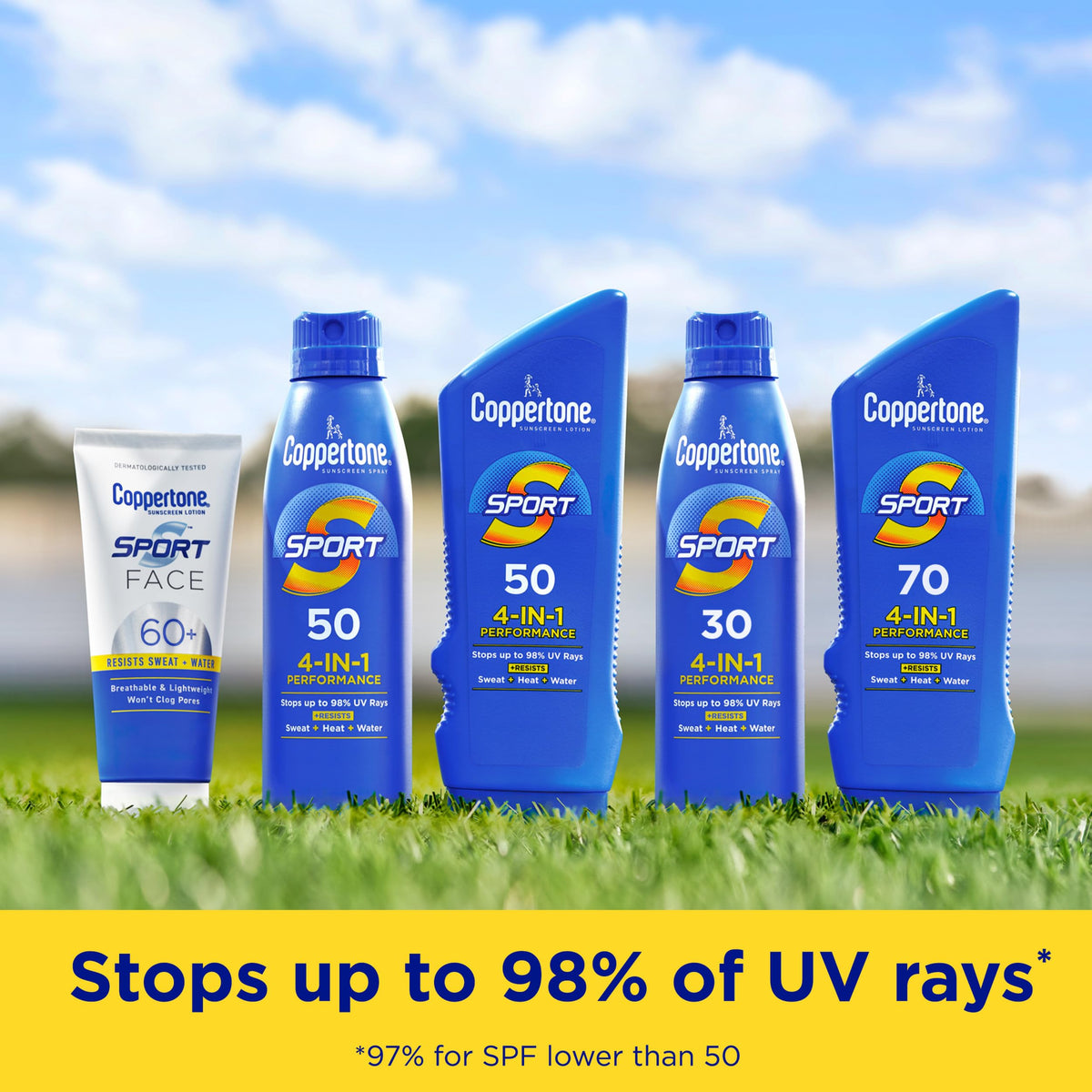Coppertone Sport Sunscreen Lotion, Broad Spectrum SPF 50 Sunscreen Multi Pack, 7 Fl Oz, Pack of 2