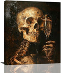 Quorin Gothic Skeleton Wall Art Goth Skull Champagne Wall Decor Dark Academia Pictures Horror Canvas Print Painting Artwork for Bathroom Living Room Bedroom 20"x24"