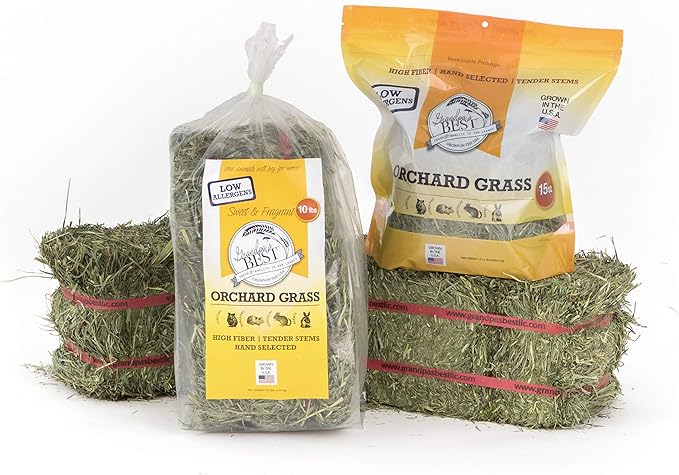 Grandpa's Best Orchard Grass Bale for Rabbits, Guinea Pigs, Chinchillas, Hamsters & Gerbils, 10 Lbs (Packaging may vary)