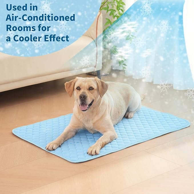 Dog Cooling Mat, No Need to Freeze Or Refrigerate This Cool Pet Pad Cat Mats- Keep Your Pet Cool, Machine Washable. (59" x 39" (XXL), Blue)