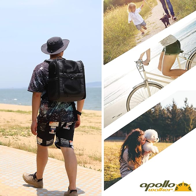 Apollo Walker Dog & Cat Carrier Backpack for 4-15lb Pets - Ventilated Safe Design with Padded Back Support, Breathable Mesh Pet Backpack for Hiking, Travel, Outdoor (Black)