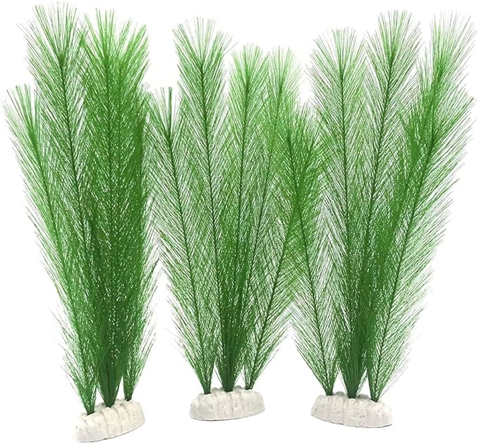 BEGONDIS Aquarium Decorations 3Pcs Fish Tank Artificial Green Water Plants Made of Silk Fabrics Plastic