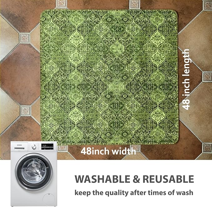 nunubaby Washable Pee Pads for Dogs, Stylish, Non-Slip and Leak-Proof Pee Pads. Reusable Potty Pads for Dogs for Crates and Floors.(Green/Multi, 48" x48")