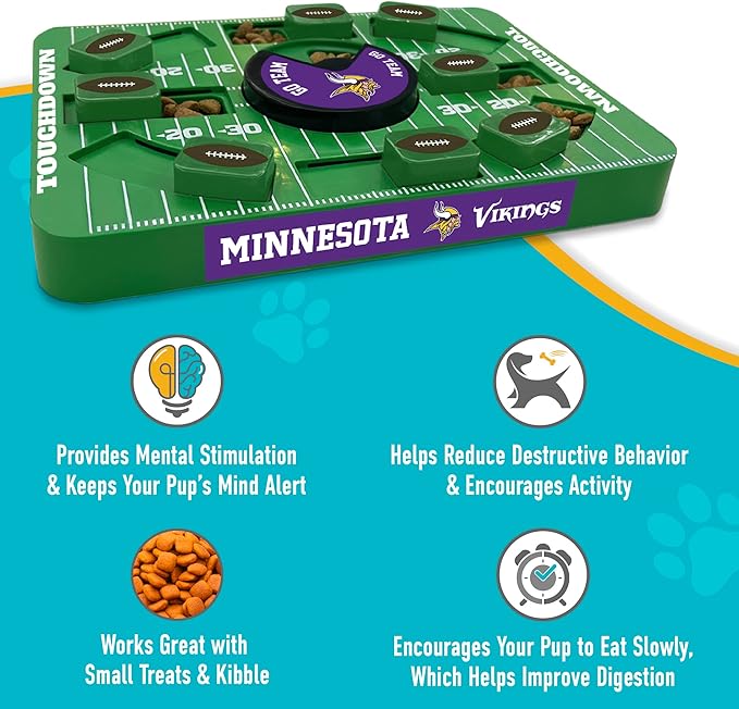Pets First NFL Minnesota Vikings Large Puzzle Toy - New Size, Interactive Dog Treat & Slow Feeding Puzzle