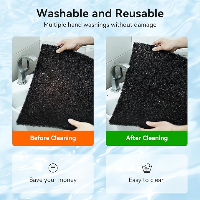 Aquarium Filter Sponge Pad, Filter Media Foam Sponges, Filter Accessories for Fish Tanks and Ponds (18.5"x18.5"x0.8", 20PPI, 2 Pack)
