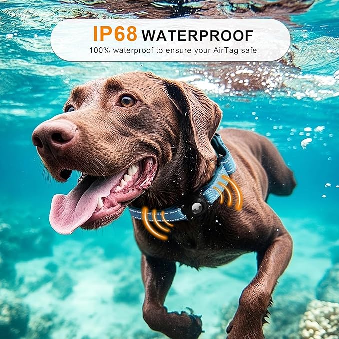 Airtag Dog Collar with Martingale Design, IP68 Waterproof Air Tag Collar Holder, Adjustable Reflective Soft Padded Nylon Dog Collar for Large Medium Small Dogs