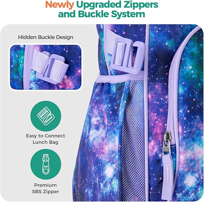 Choco Mocha Butterfly Backpack for Girls, Elementary School Backpack for Girls Ages 6-8 Kids Kindergarten Backpack Bookbag 17 Inch with Chest Strap, Purple