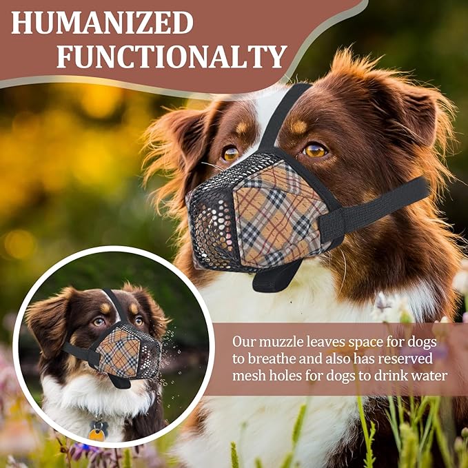 Dog Muzzle for Small Large Dogs - Soft Nylon Basket Muzzle with Adjustable Strap, Breathable Mesh Design Prevents Biting Chewing Licking Eating - Ideal for Training, Grooming & Vet Visits (Yellow, L)