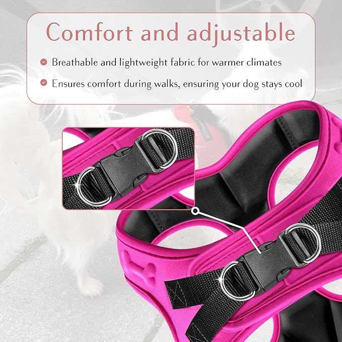 Comfort Fit Dog Harness Soft Padded No Pull Harness with Adjustable Buckles for Small Medium Large Dogs Step in Pet Vest with Easy Control Handle for Walking Jogging Running Training Dogs & Puppies