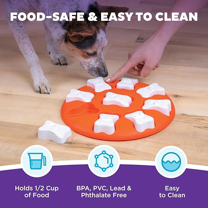 Outward Hound by Nina Ottosson Dog Smart Treat Puzzle Enrichment Toy, Level 1 Beginner, Orange