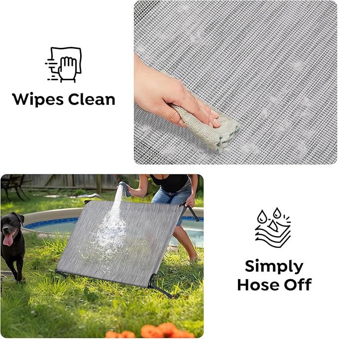 Veehoo Original Elevated Dog Bed - Outdoor Raised Dog Cot, One-Sided Raised Headboard Cooling Pet Bed, Non-Slip & Breathable, L, CWC2417A
