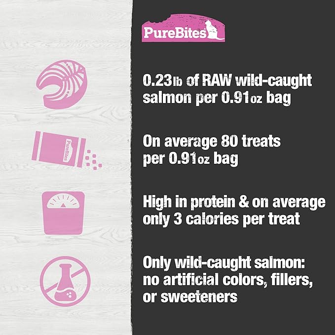PureBites Salmon Freeze Dried Cat Treats, 0.92Oz | 26G - Value Size