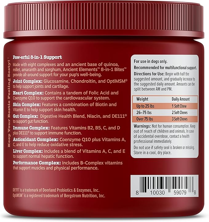 Zesty Paws Dog Multivitamin, Chewable Dog Vitamins and Supplements for Hip & Joints, Skin & Coat, Omega 3 Fish Oil for Dogs- Senior & Puppy Multivitamin - Bison- 90ct
