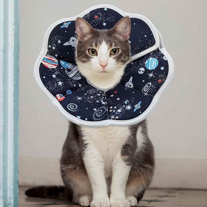 2Pcs Cat Conical Collar Soft Adjustable Cat Collars Water Proof Recovery Collar Prevent Licking Protective Foldable Easy to Eat Drink for Cats Kittens Puppies (Blue S XS)