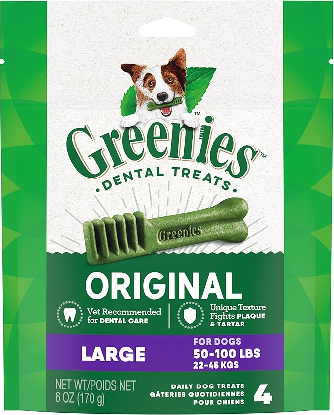 Greenies Original Large Dental Dog Treats, 6 oz. Pack (4 Treats)