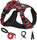 NESTROAD No Pull Dog Harness with Leash, Reflective No Choke Pet Vest Harness,Adjustable Soft Padded Dog Harness with Easy Control Handle for Small Dogs(Checkered Red,Small)