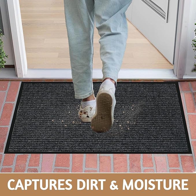 Durable Front Door Mat, Heavy Duty Indoor Outdoor Doormat, 72" x 48" Low Profile Outdoor Mats for Home Entrance, Stain and Fade Resistant Shoe Scraper Mat, Ideal for High Traffic Area