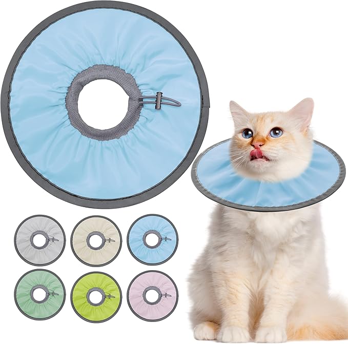 Lightweight Cat Cone Collar Soft, Soft Comfortable Cat Recovery Collar After Surgery, Elizabethan E Collar for Cats, Cone for Cats to Stop Licking (Baby Blue, Large)