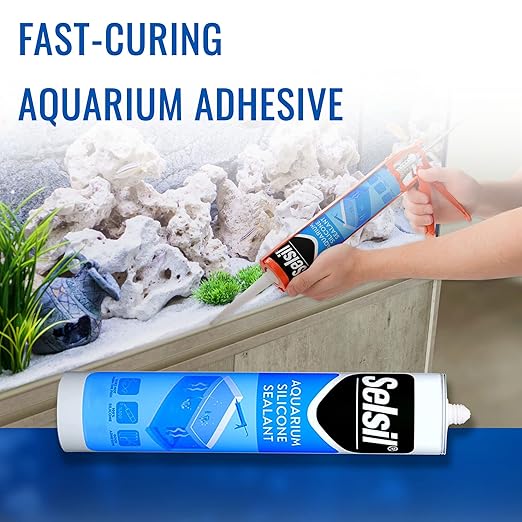 SELSIL Aquarium Silicone Sealant Clear, High Elasticity, Safe for Fish, 100% Solvent Free, 100% Non-Toxic, Fresh and Saltwater, 10.14 Fl oz. (300 ml) Transparent (2 Pack)