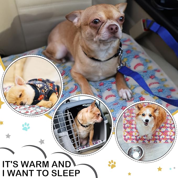 Reginary 4 Pcs Waterproof Guinea Pig Blankets Washable Small Animal Fleece Bedding Absorbent Guinea Pig Cage Liners Reusable Pet Pee Pad Sleep Mat for Hamster Ferret(Moon Star Pattern,24 x 16 Inch)