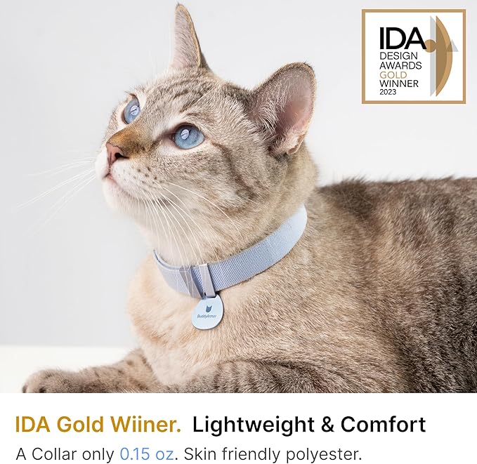 Safety Cat Collar Pro - U.S. IDA Gold Awarding Design, Elastic Quick Release Cat Collar with Buckle Non Breakaway - Lightweight for Kitten All Small Large Cats (Glacier Silver, M 7.9-15.7")