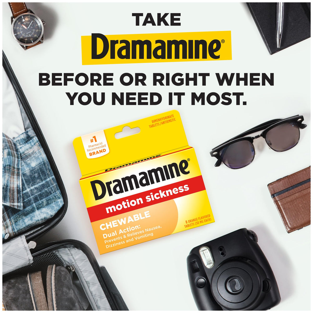 Dramamine Motion Sickness Original, for Nausea Relief During Travel, 36 Count