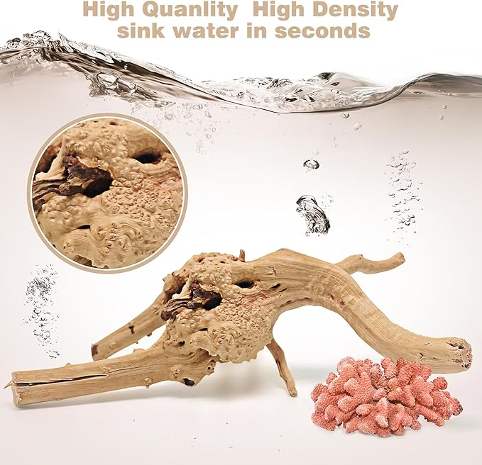 WDEFUN Natural Spiderwood for Aquarium Decor 2-Piece 11''-14'' Long Natural Driftwood Branches for Fish Tank Decorations