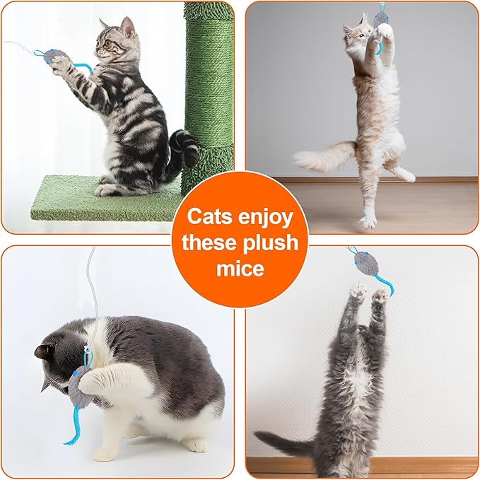 Cat Toy, Upgraded Smart Interactive Cat Toys with Remote Control, USB Rechargeable Door Hanging Retractable Kitten Toy for Self Play, Teaser Electronic Feather Cat String with 3 Plush Mice