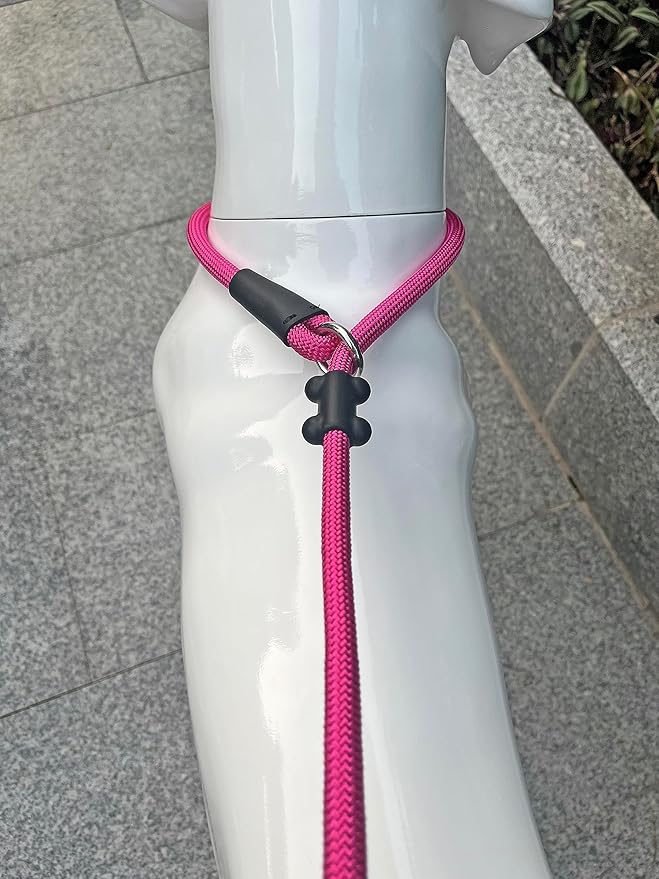 Slip Lead Dog Leash，Strong Nylon Rope Leash and Padded Handle,No Pull Outdoor Walking Training Lead for Small Medium Large Dogs(Fuchsia, 1/2"×6ft)