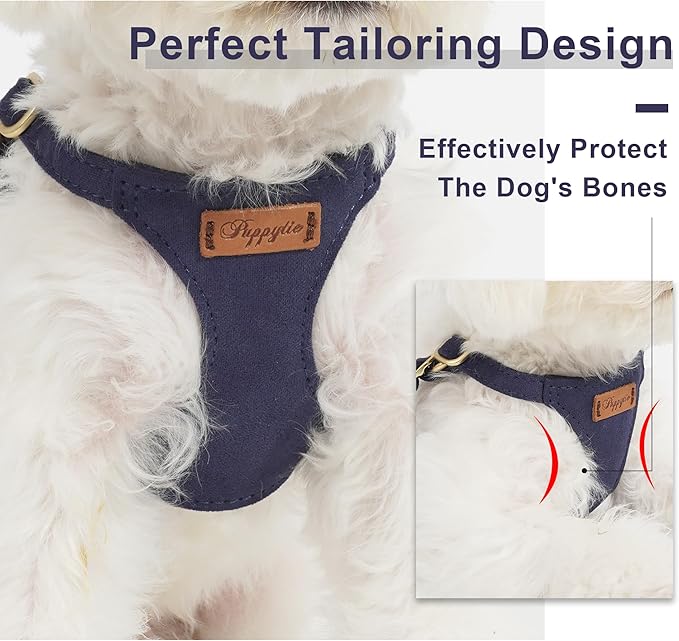Puppytie No Pull Dog Harness with Multifunction Dog Leash,Soft Adjustable No Choke Escape Proof Pet Harness Vest for Medium Dogs or Large Dogs,Navy,M