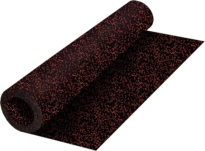 Playsafer Genaflex Rubber Gym Floor Mat, Heavy Duty Commercial Protective Gym Flooring Roll - 8mm Thick (4' X 6', 15% Red)