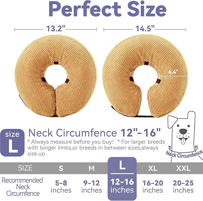 Inflatable Dog Cone Collar - Dog Neck Donut Cone Collar Alternative After Surgery - Soft Cone for Large Medium Small Dogs Cats - Alternative Recovery E Collar (Yello, L)