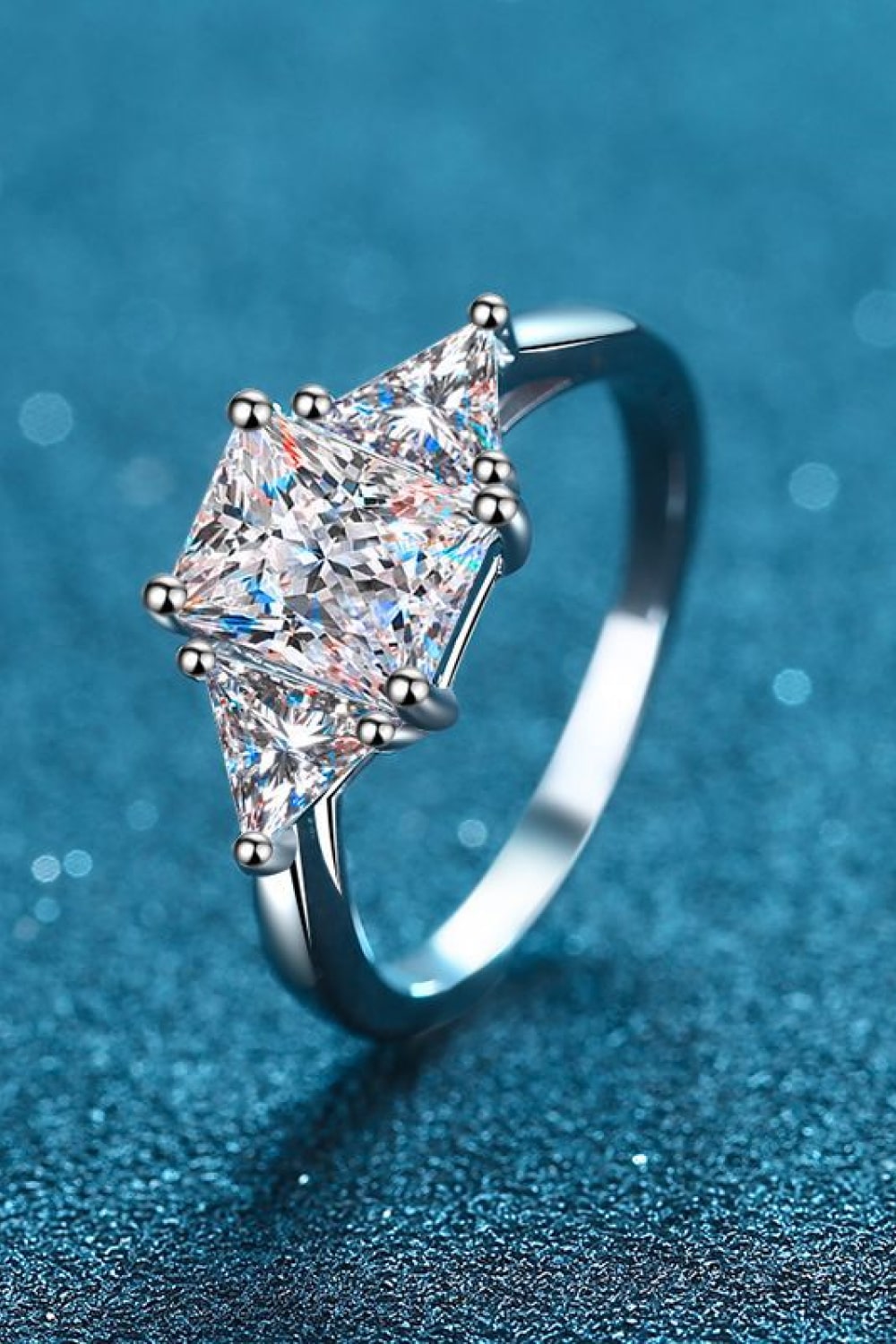 3 Carat Radiant-Cut Sparkala™ 925 Sterling Silver Rhodium-Plated Ring