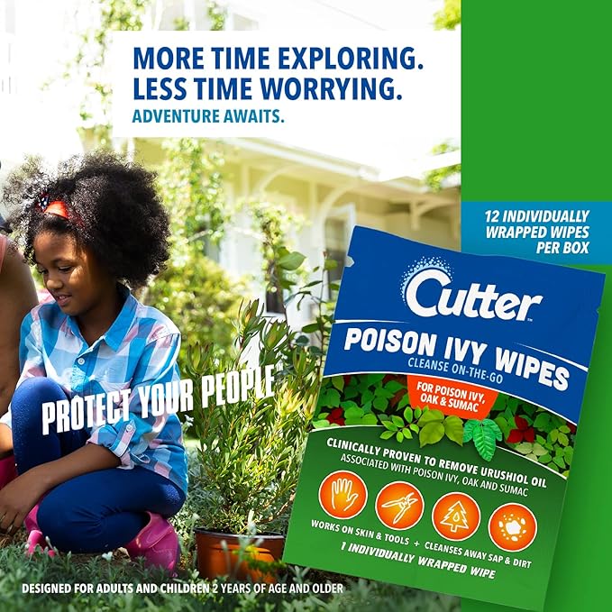 Cutter Poison Ivy Wipes, On-the-Go Cleansing for Poison Ivy, Oak & Sumac, 12 Wipes, (3 Pack)