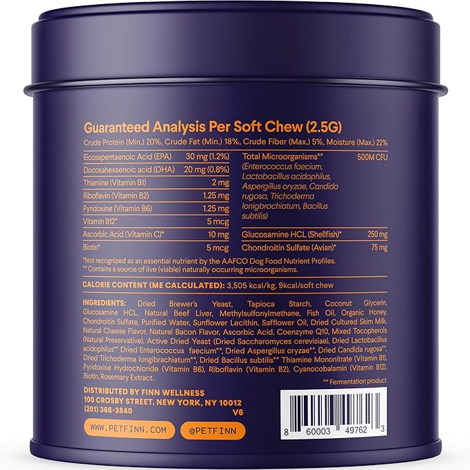 Finn All-in-1 Multivitamin for Dogs - Daily Multi with Probiotics, Omegas & Nutrients to Support Everyday Wellness - 90 Soft Chews