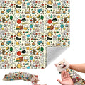 Cat Grooming Wrap, Self-Adherent Soft Cat Blanket to Wrap, Nail Clipping, Anti-Bite, Anti-Scratch, Anti-Escape Calming Wrap (Cute Prints, 0-3 lbs)