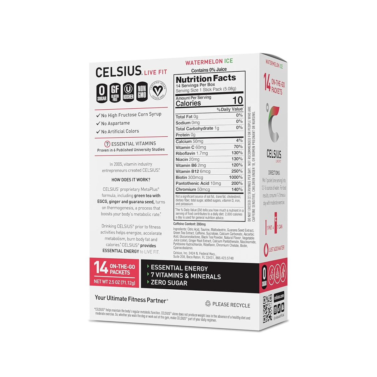 CELSIUS® On-The-Go Powder Sticks Dragonfruit Lime, Essential Energy 2.8 Oz
