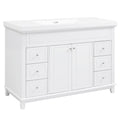 Bathroom Vanity With Sink, 6 Soft Close Drawers & Double Doors - White