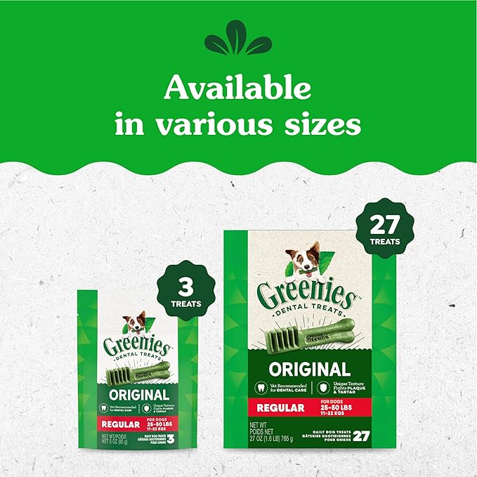 Greenies Original Regular Dental Dog Treats, 36 oz. Pack (36 Treats)